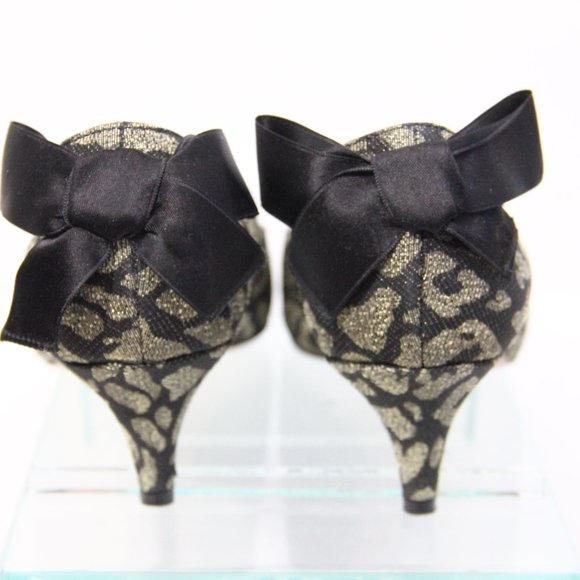 J Crew Animal Print Kitten Heel sz 12 Women Dulci Pumps Shoes Bow Pointed Toe - Picture 2 of 9